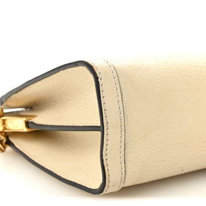Textured Calfskin Web Small Ophidia Chain Shoulder Bag Mystic White