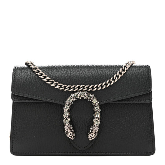 Dollar Calfskin Crystal Super Mini Dionysus Shoulder Bag Black