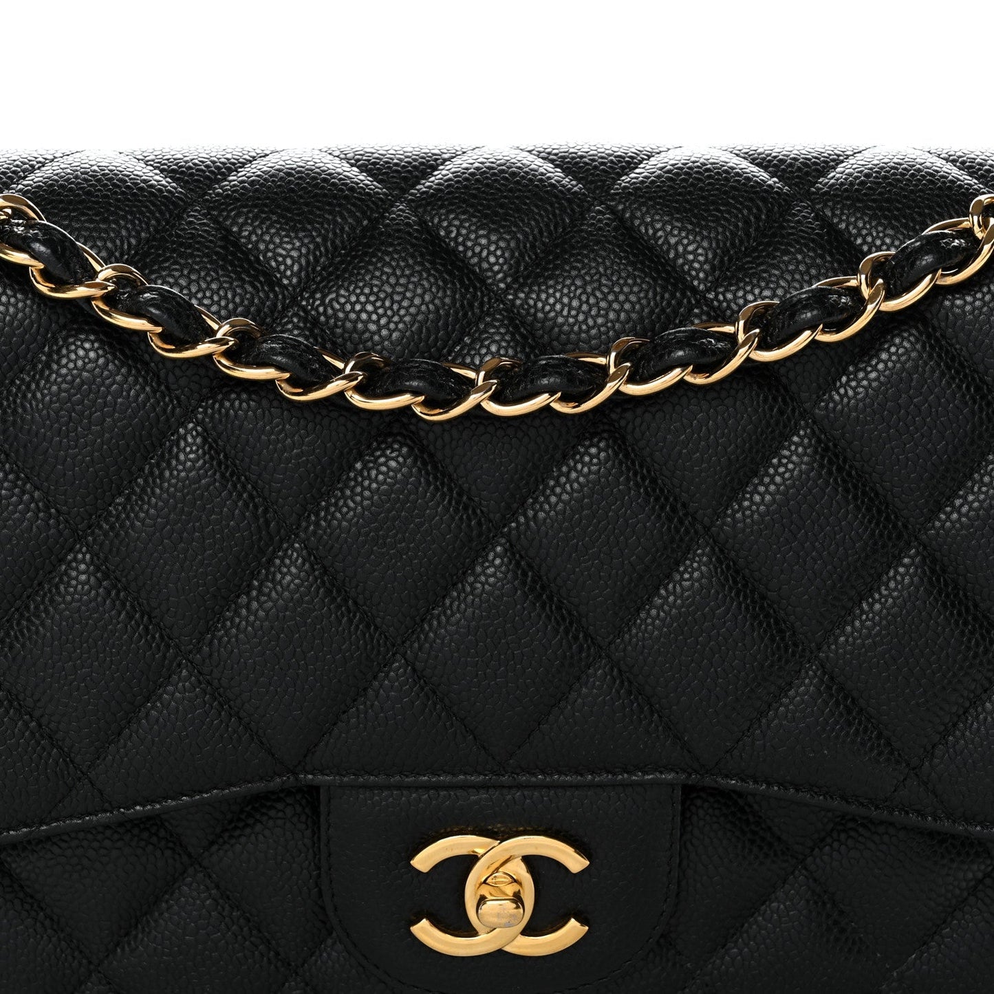 Caviar Quilted Jumbo Double Flap Black