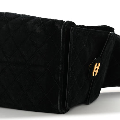 Suede Quilted Medium Chanel 25 Handbag Black