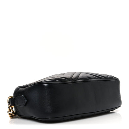 Calfskin Matelasse Small GG Marmont Chain Shoulder Bag Black