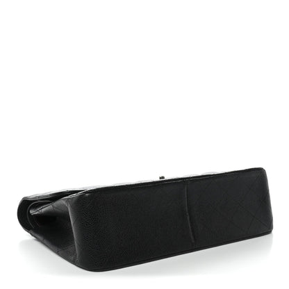 Caviar Quilted Jumbo Double Flap Black
