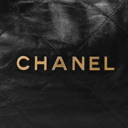 Shiny Calfskin Quilted Small Chanel 22 Black