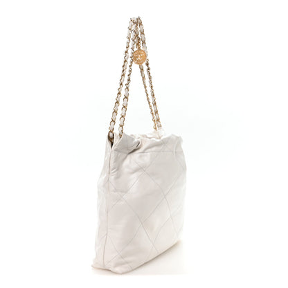 Shiny Calfskin Quilted Small Chanel 22 White
