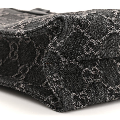 Denim GG Monogram Dollar Calfskin Mini Ophidia Tote Black Grey