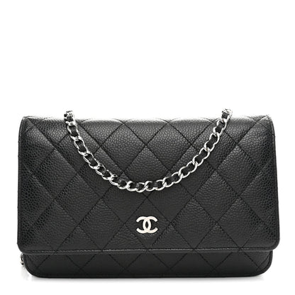 Caviar Quilted Wallet on Chain WOC Black