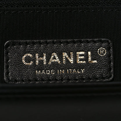 Lambskin Quilted Large Boy Flap Black