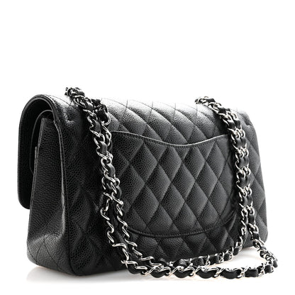 Caviar Quilted Medium Double Flap Black