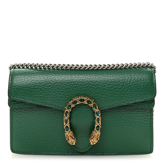 Dollar Calfskin Crystal Super Mini Dionysus Shoulder Bag Emerald