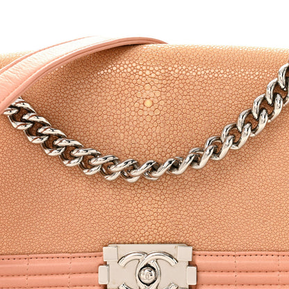 Galuchat Stingray Medium Boy Flap Pink