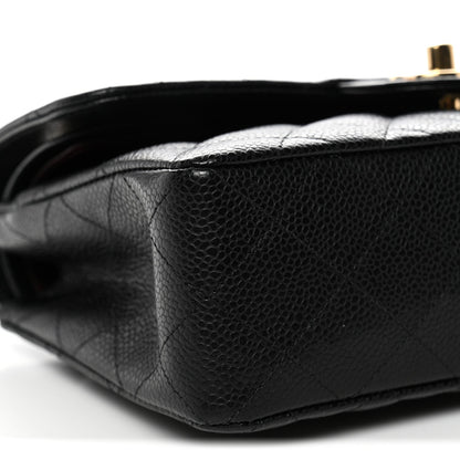 Caviar Quilted Small Double Flap Black