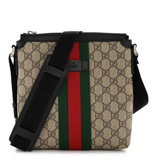 GG Supreme Monogram Web Messenger Bag Black