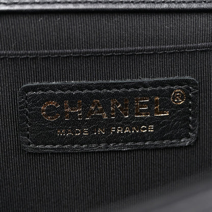 Calfskin Braided Medium Boy Flap Black