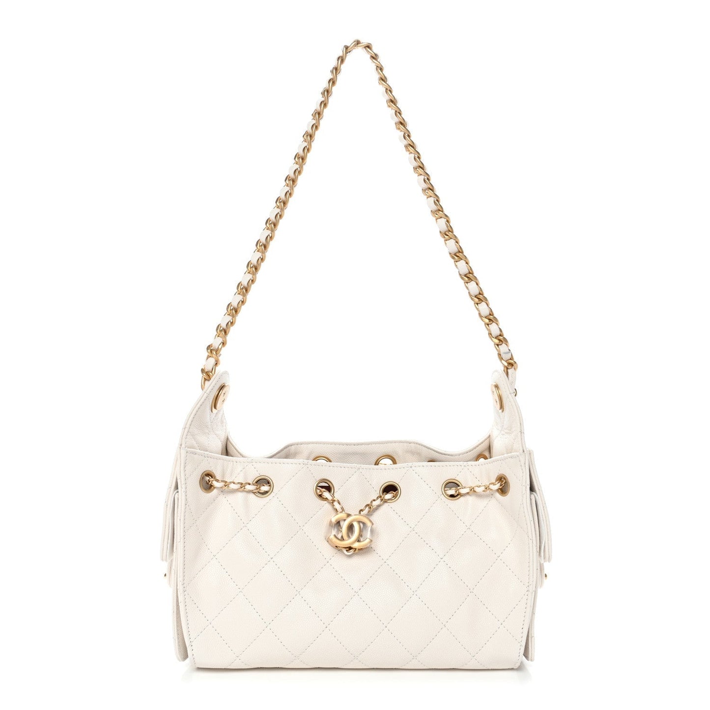 Caviar Quilted Mini Chanel 25 Handbag White