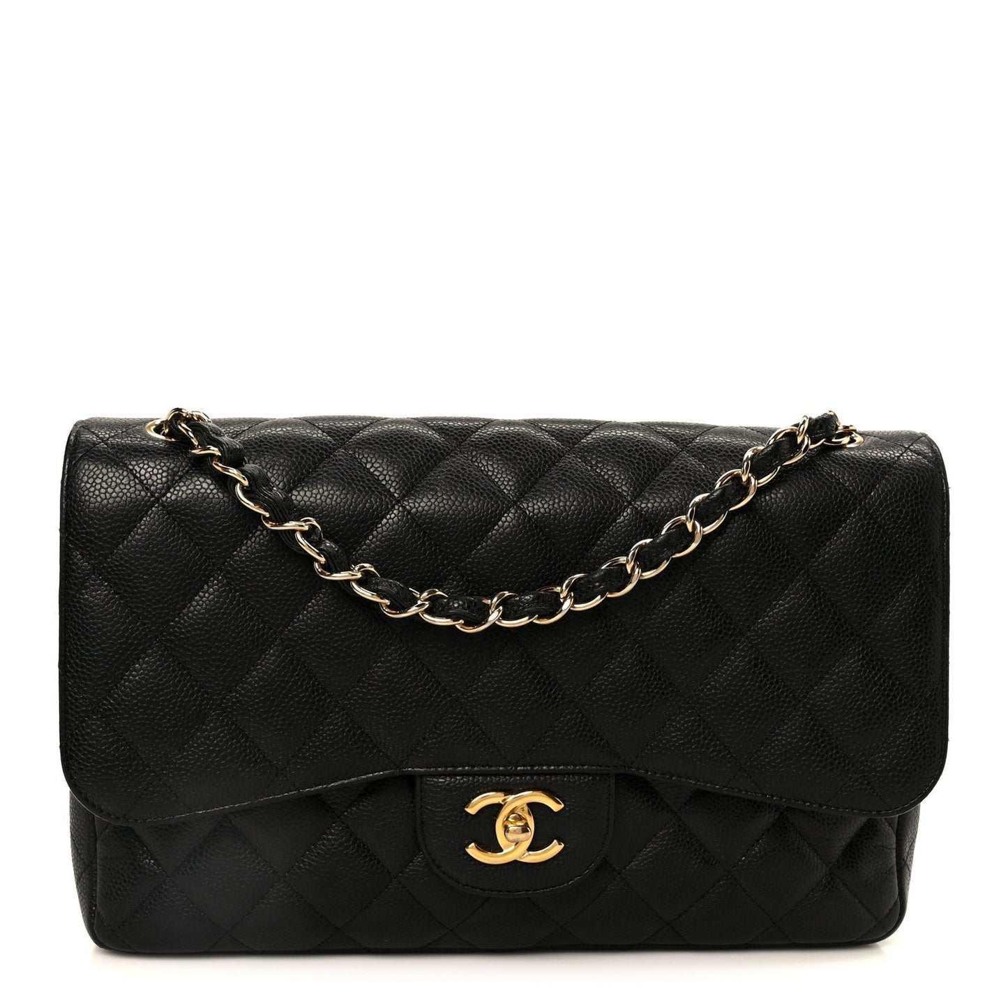 Caviar Quilted Jumbo Double Flap Black