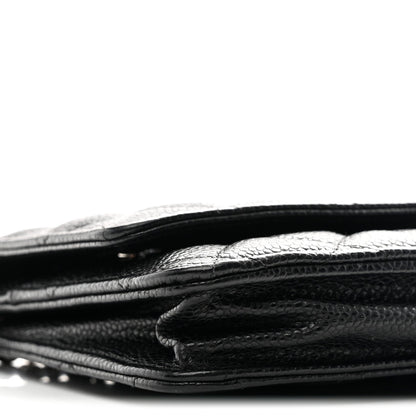 Caviar Quilted Wallet on Chain WOC Black