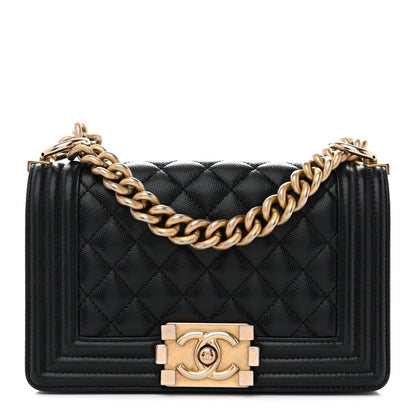 Caviar Quilted Small Boy Flap Black