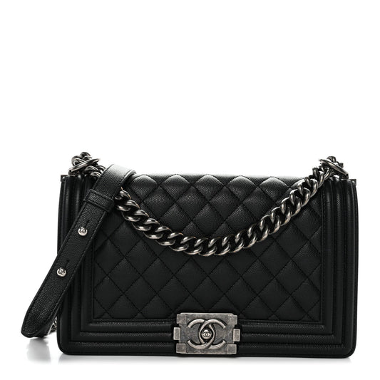 Caviar Quilted Medium Boy Flap Black