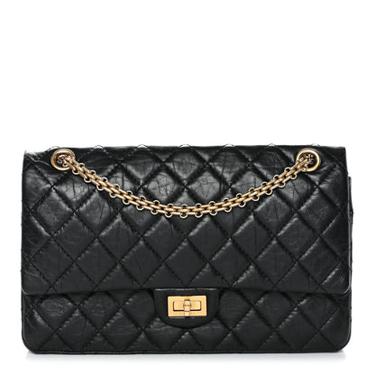 Aged Calfskin Quilted 2.55 Reissue 226 Flap Black