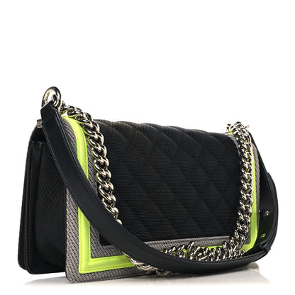 Canvas Quilted Medium Fluo Boy Flap Black Grey Yellow