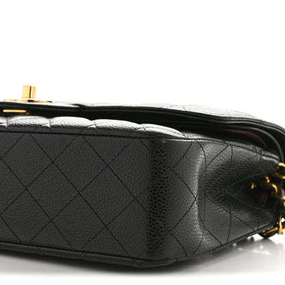 Caviar Quilted Medium Double Flap Black