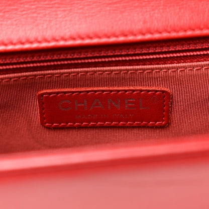 Calfskin Quilted New Medium Boy Flap Red