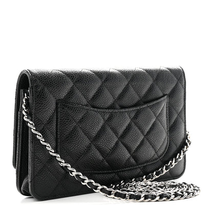 Caviar Quilted Wallet on Chain WOC Black
