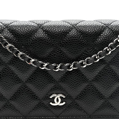 Caviar Quilted Wallet on Chain WOC Black