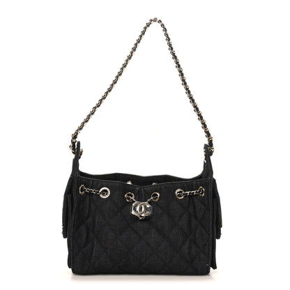Denim Quilted Mini Chanel 25 Handbag Dark Blue