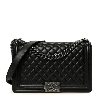 Calfskin Quilted Medium Boy Flap Black
