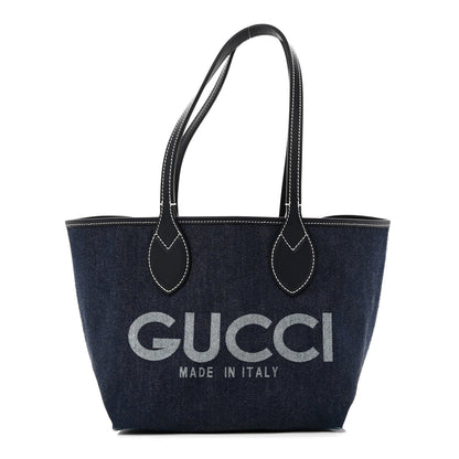 GG Supreme Monogram Denim Small Totissima Reversible Tote Beige Blue
