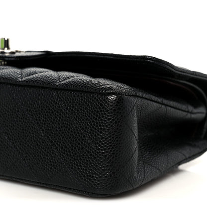 Caviar Quilted Medium Double Flap Black