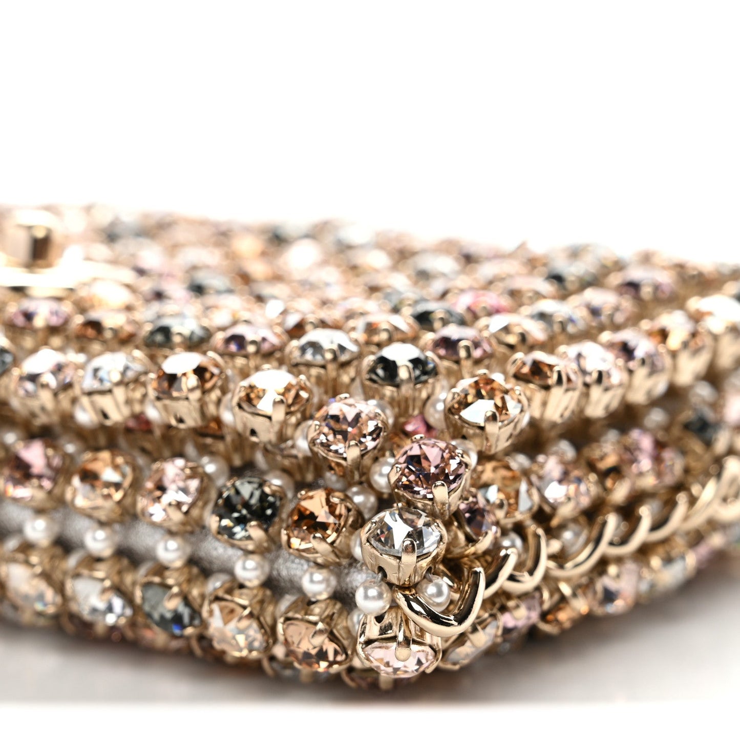 Metal Pearl Minaudiere CC Mini Evening Bag Multicolor