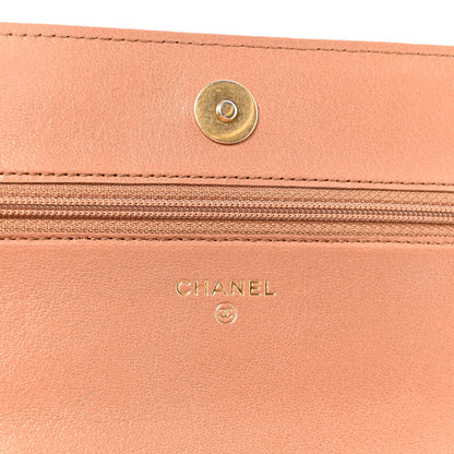 Lambskin Quilted Chanel 19 Wallet On Chain WOC Brown