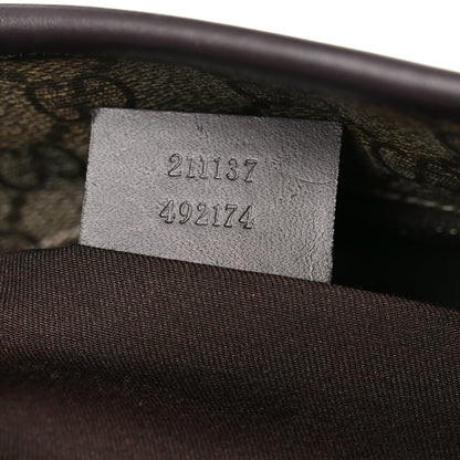 GG Supreme Monogram Medium Zippered Shopping Tote  Dark Brown
