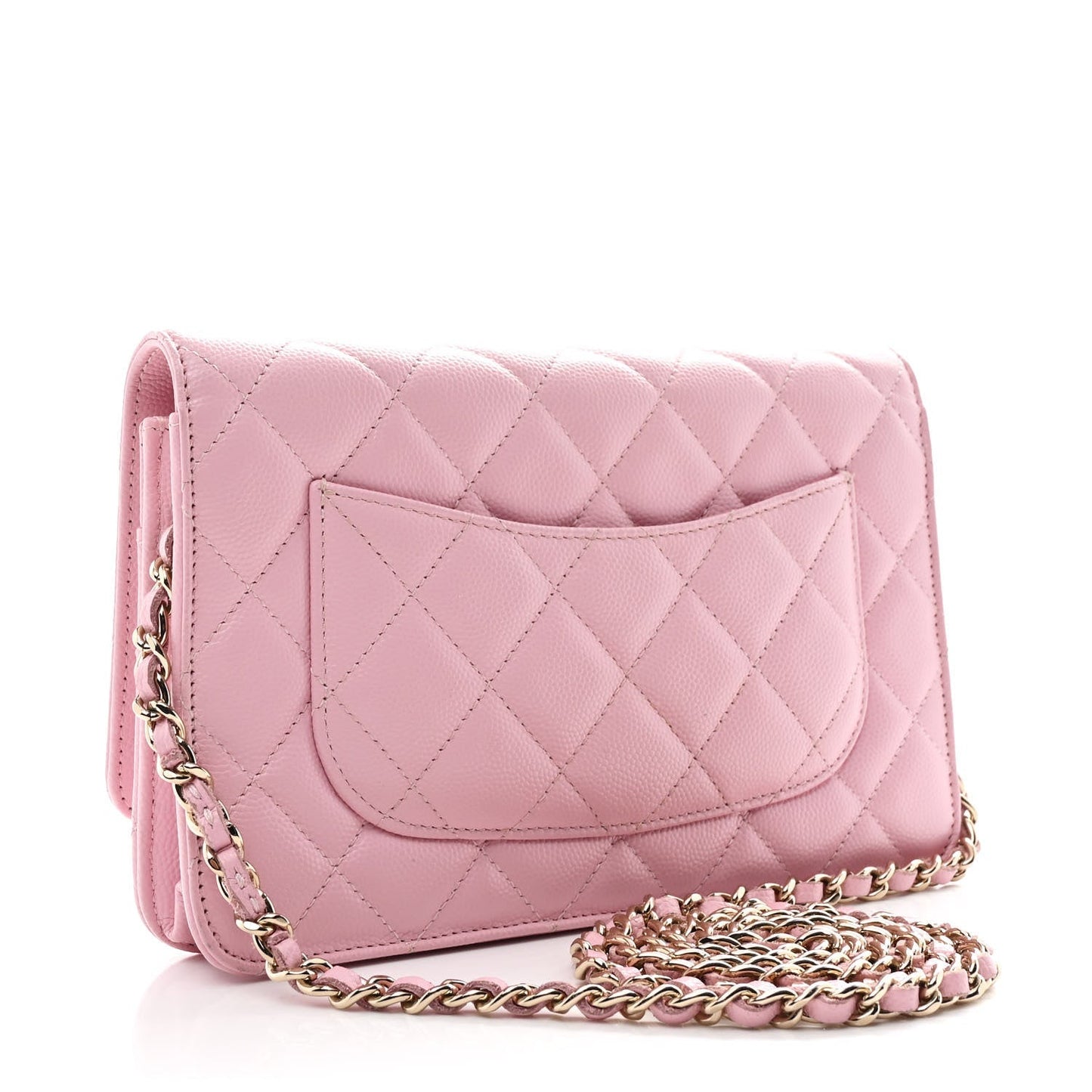 Caviar Quilted Wallet on Chain WOC Light Pink