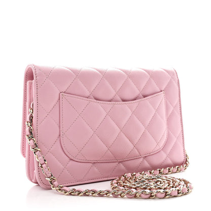 Caviar Quilted Wallet on Chain WOC Light Pink