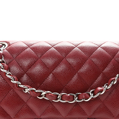 Caviar Quilted Medium Double Flap Burgundy