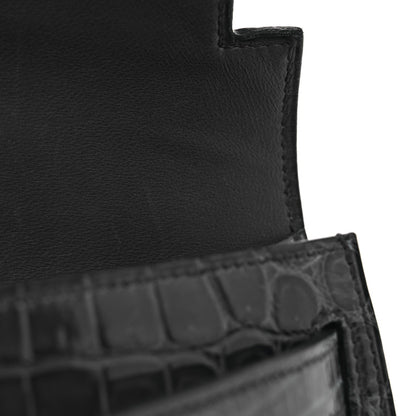 Shiny Niloticus Crocodile Kelly Elan Pochette Bleu Tempete