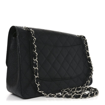 Caviar Quilted Jumbo Double Flap Black